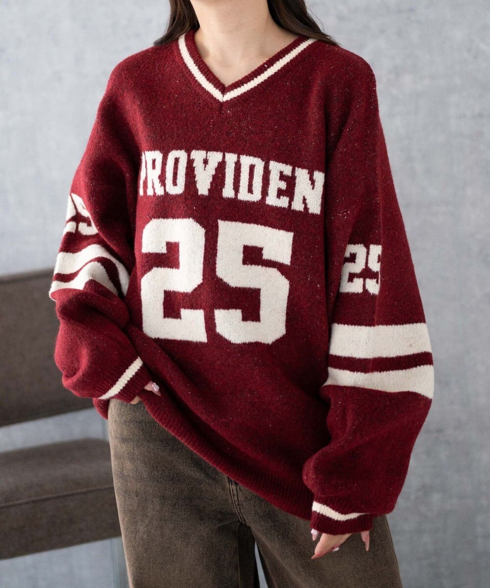 WEGO ナンバリングラインフラッフィーニット 