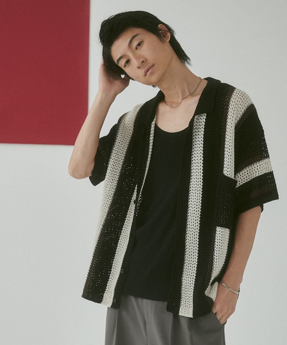 WEGO メッシュストライプニットカーディガン（SS） 