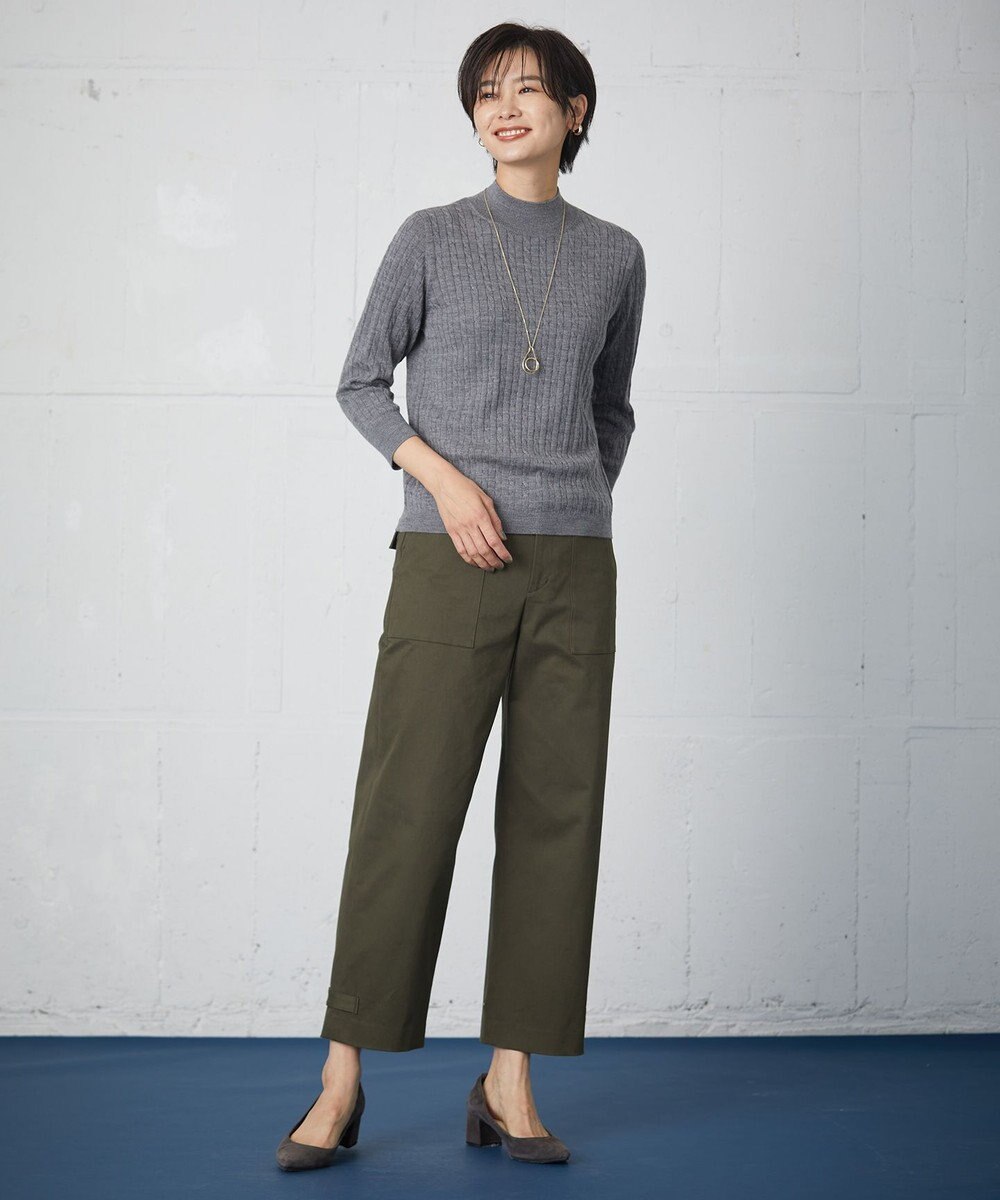 J.PRESS LADIES 【洗える】サテンストレッチプレミアムピーチ ベイカー パンツ 