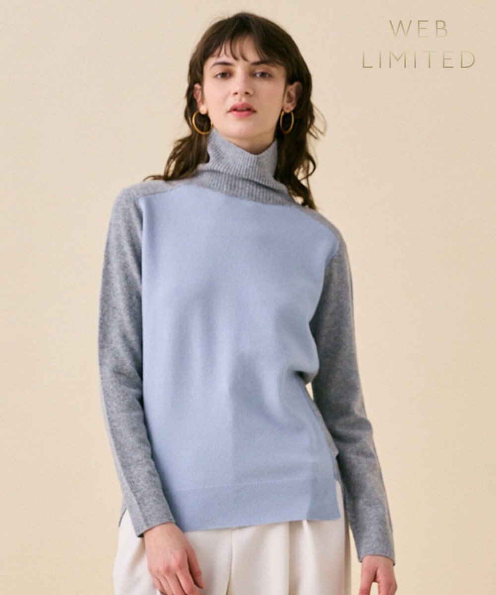 BEIGE， 【WEB限定・洗える】ROGAN / バイカラーウールハイネックニット 