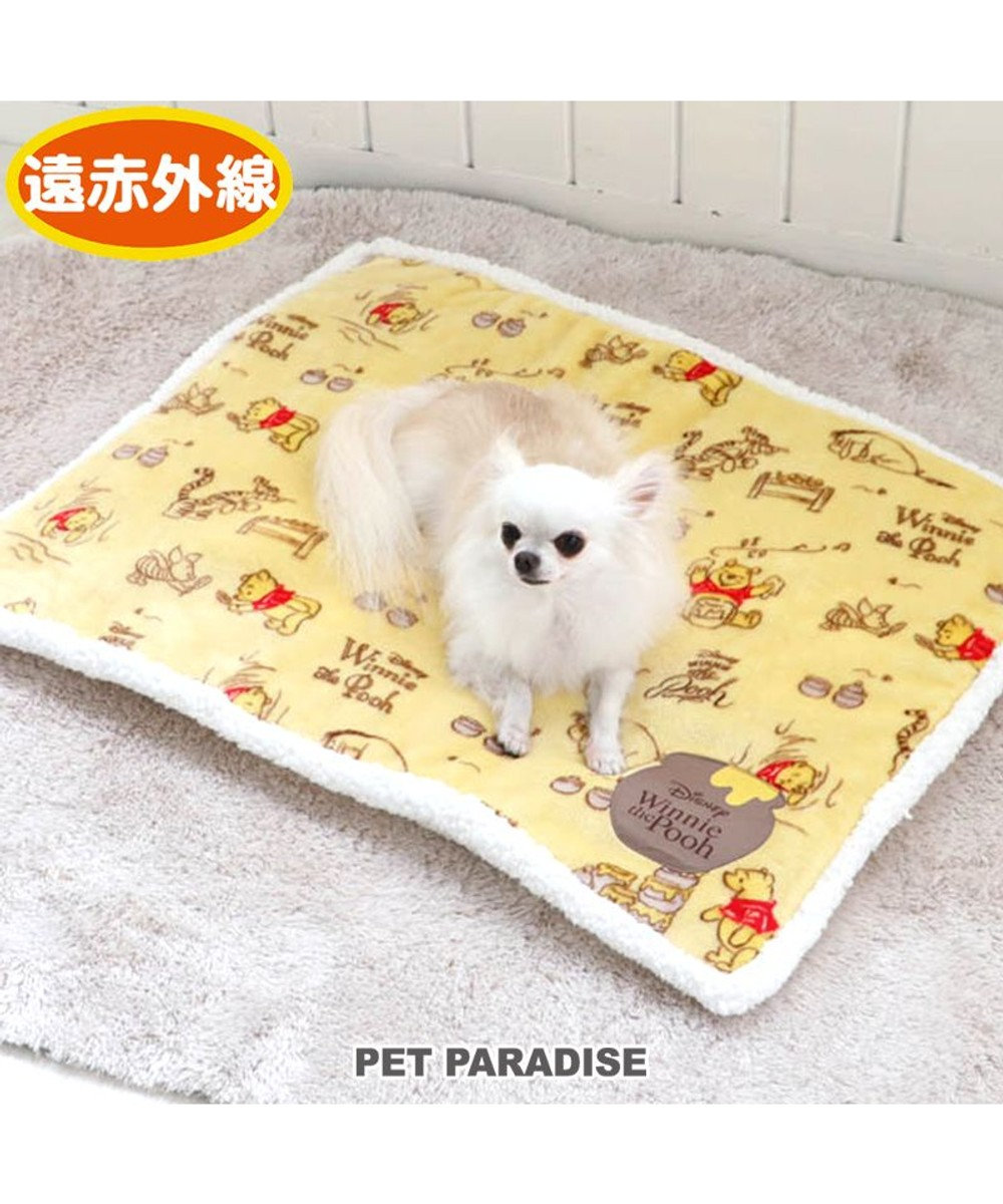 PET PARADISE 犬 マット 遠赤外線 ディズニー くまのプーさん ボアマット (80×60cm) ハニー柄 犬 猫 ベッド 小型犬 おしゃれ かわいい 黄