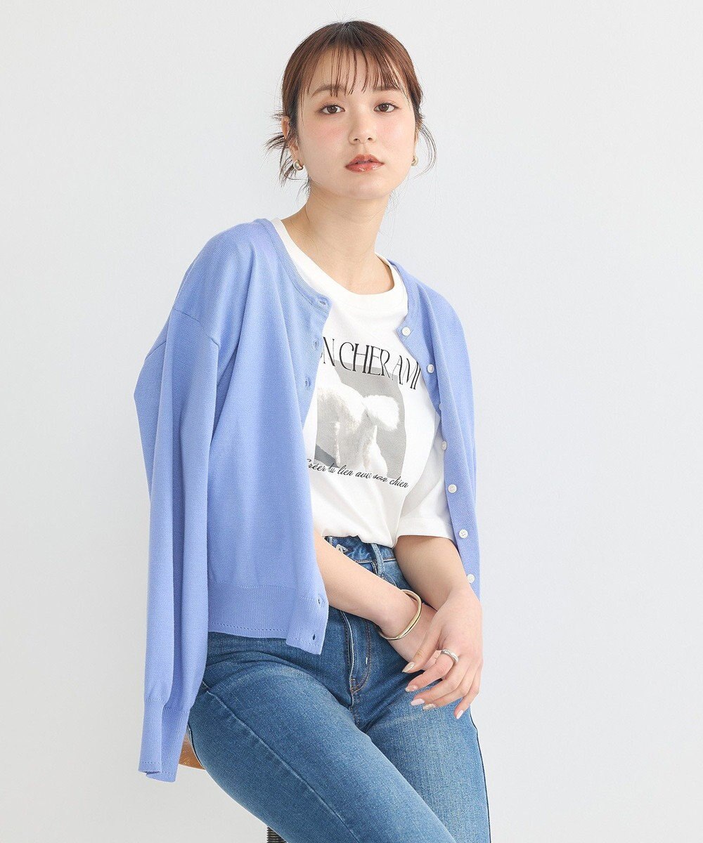 earth music&ecology ＵＶカット加工クルーネックニットカーディガン 