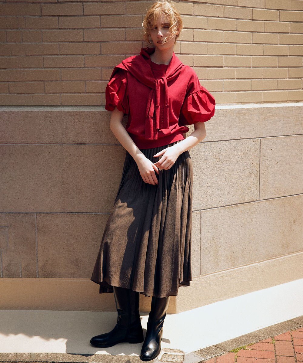 組曲 ストレッチクリアパフ袖 ニット 