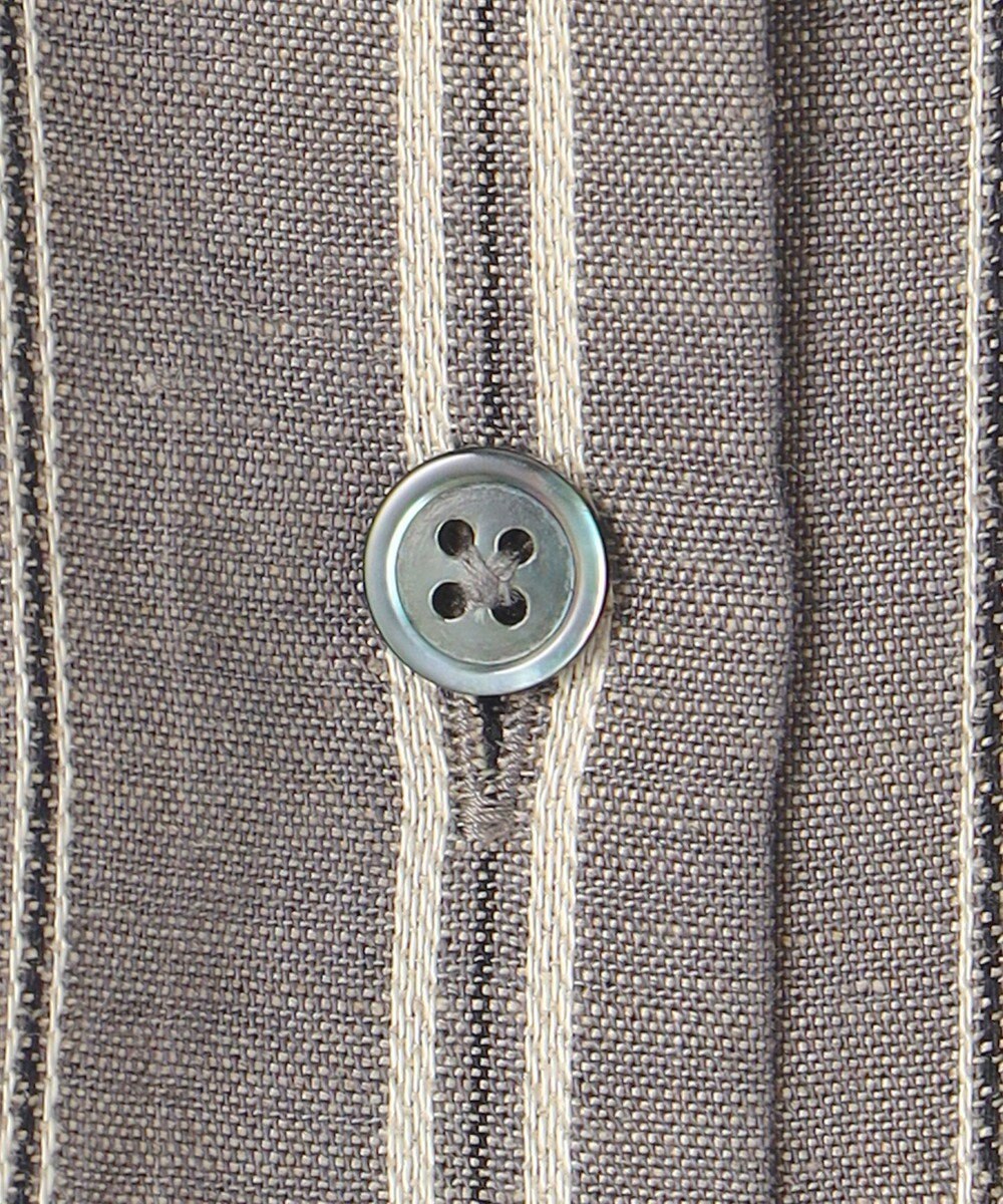 自由区 S 【カタログ掲載・セットアップ対応・洗える】リネンビスコースストライプ シャツ 