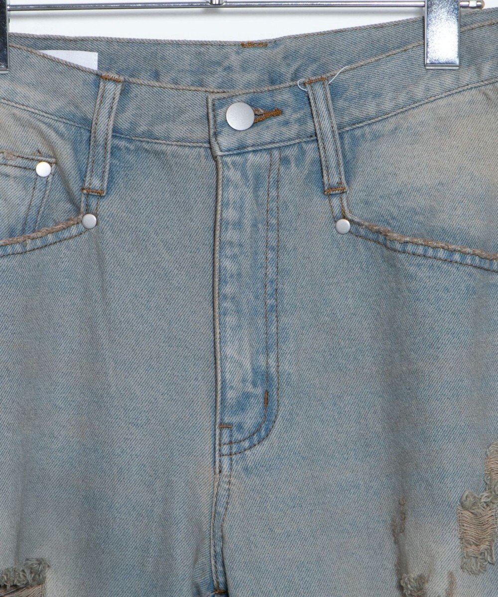 WEGO ダメージデニムワイドパンツ 