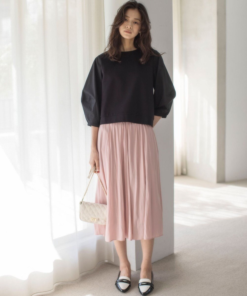 組曲 【WEB限定】ギャザーライトデシン スカート 