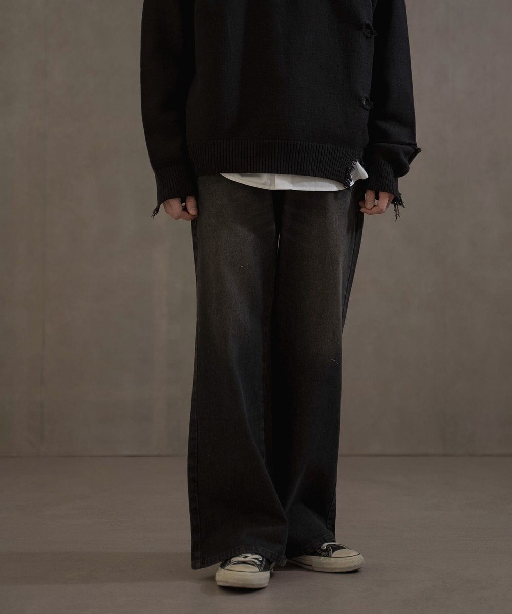 WEGO ボタンフライローライズフレアデニム 