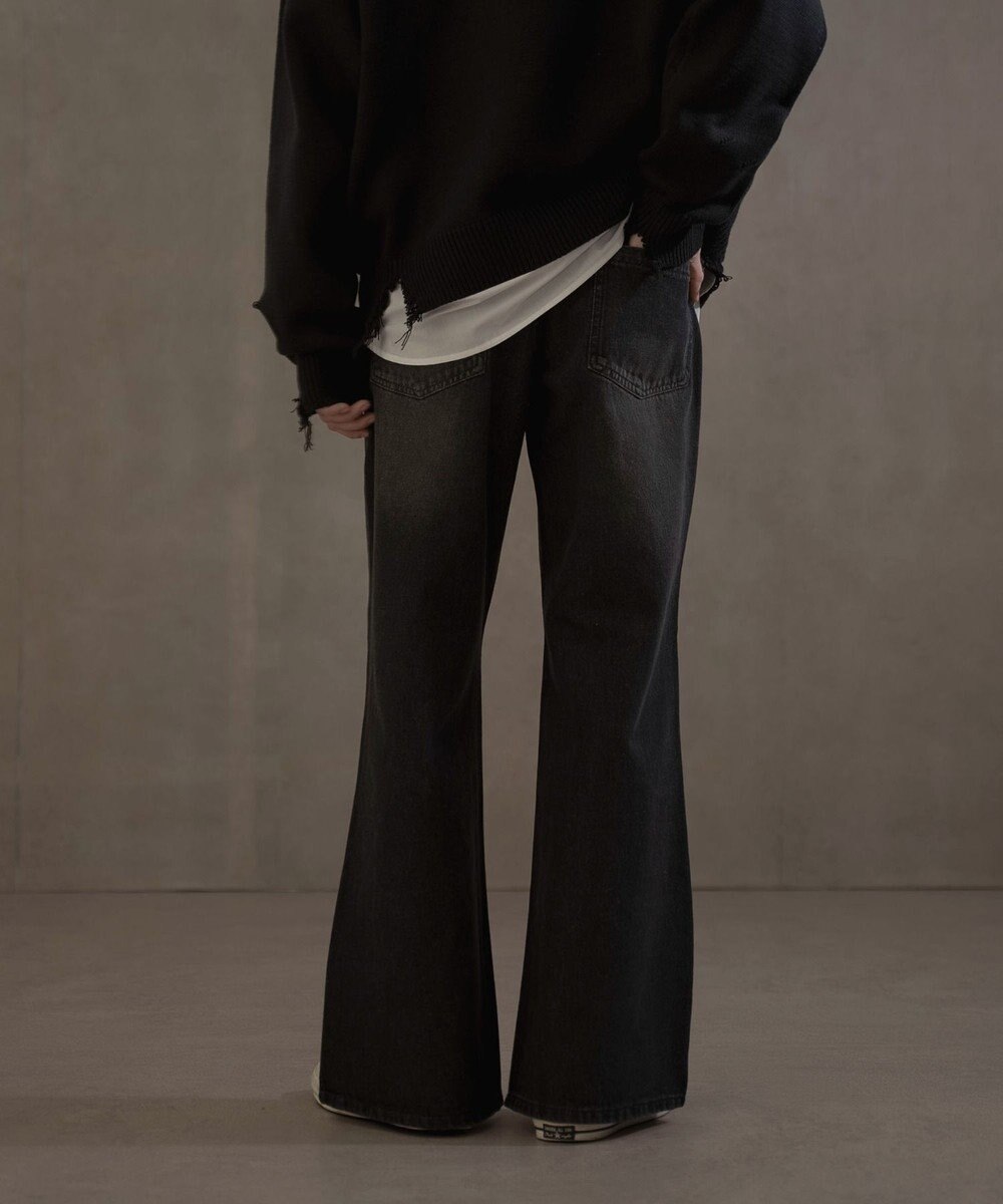 WEGO ボタンフライローライズフレアデニム 