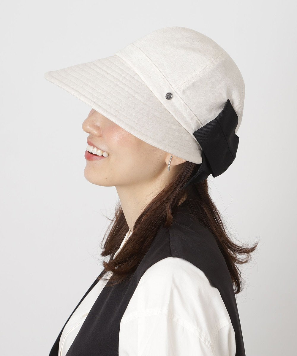 MOONBAT 【遮光100％/遮熱/UV】HIROKO KOSHINO(ヒロコ コシノ)遮光 リボンジョッキー 帽子 ゆったりMサイズ 手洗い可能/サイズ調整可能 