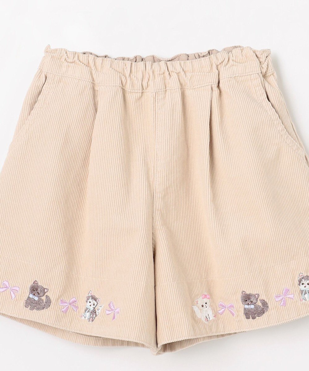 ANY KIDS ネコ刺繍 コーデュロイ ショートパンツ 