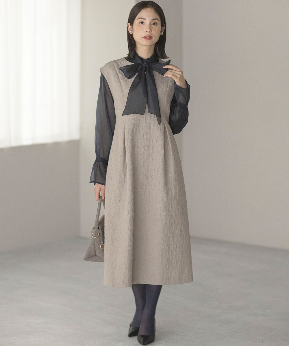 組曲 フラワーラメジャカード ジャンパースカート 