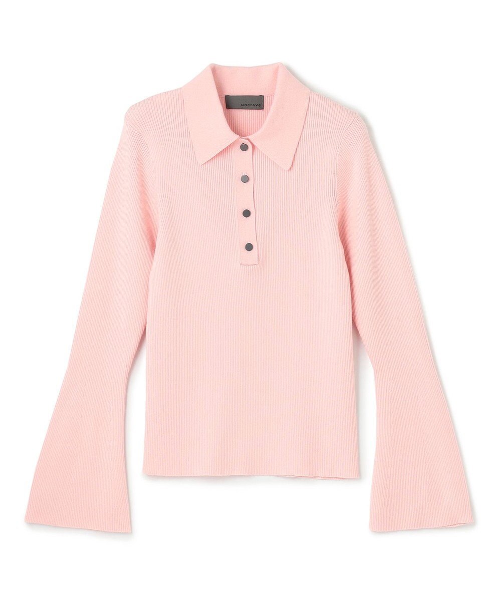 uncrave 【洗濯機洗い可】リブ フレアスリーブポロニット（uncrave STANDARD） 