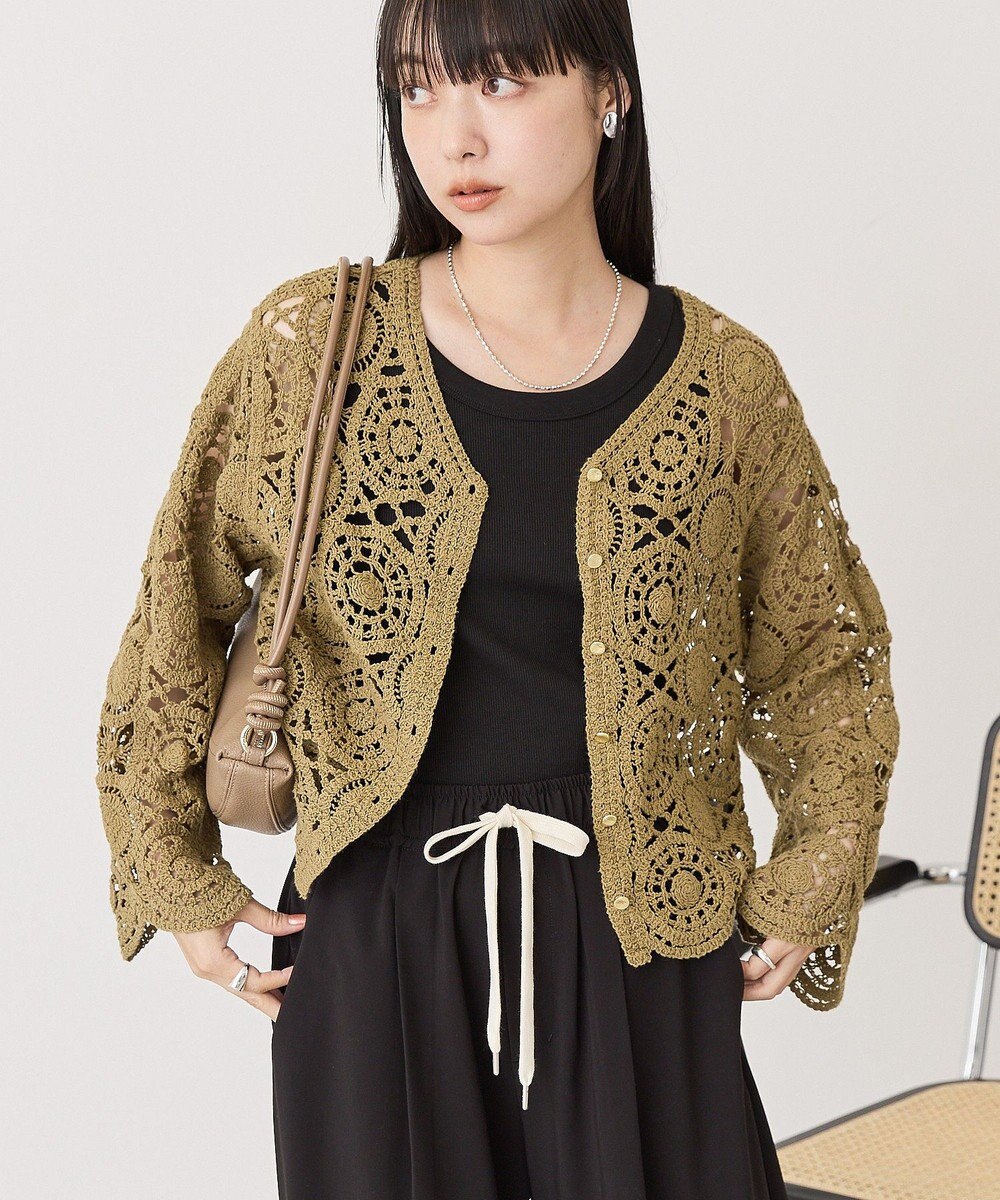 AMERICAN HOLIC クロシェニットVネックカーディガン 