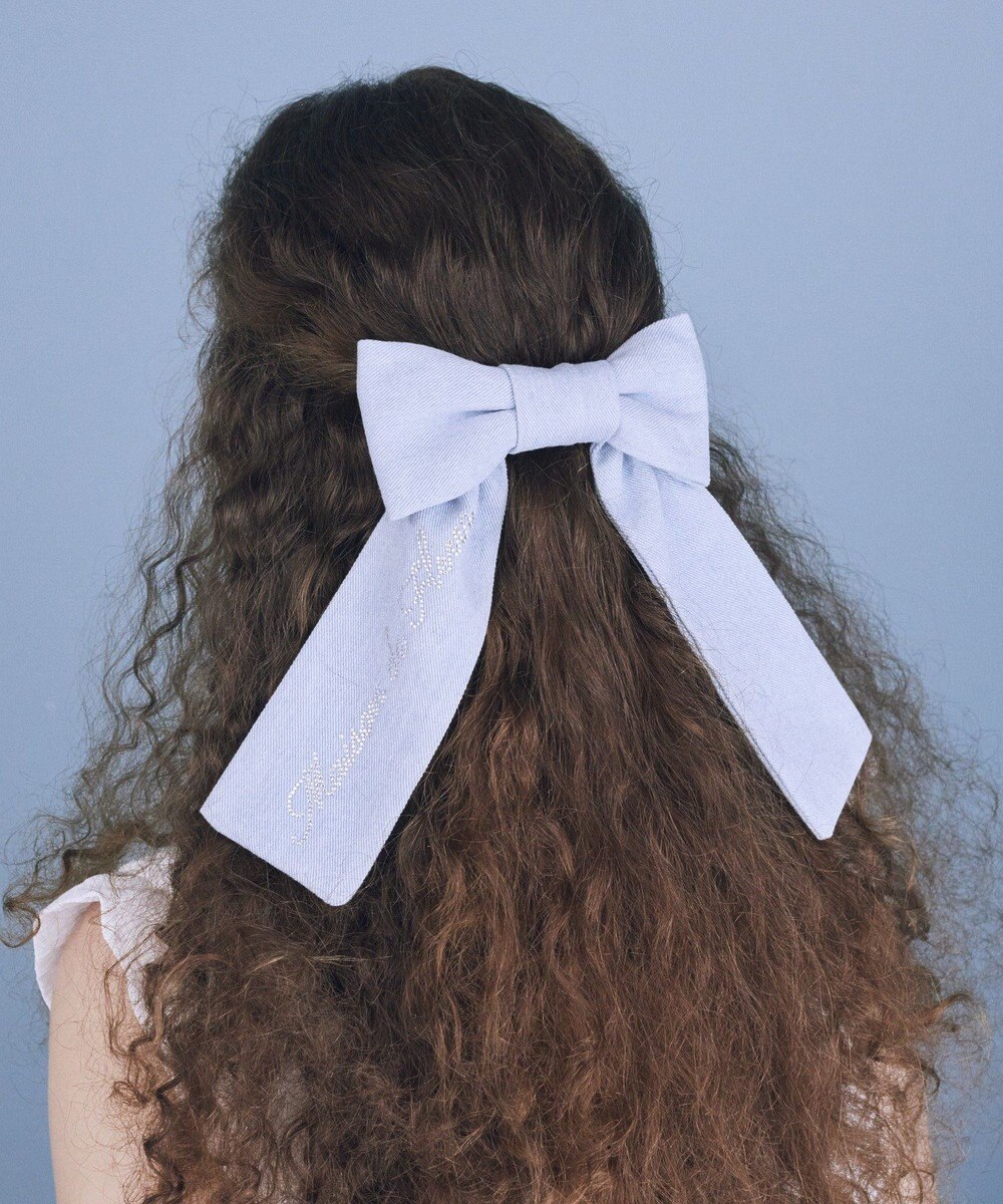 Maison de FLEUR ブルーマニアデニムリボンバレッタ 