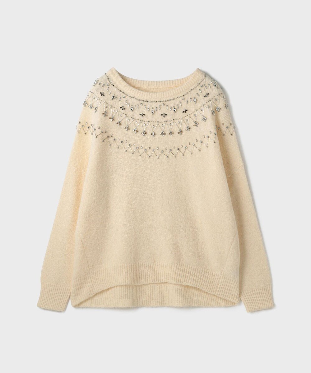 GRACE CONTINENTAL フェアアイル刺繍ニットトップ 