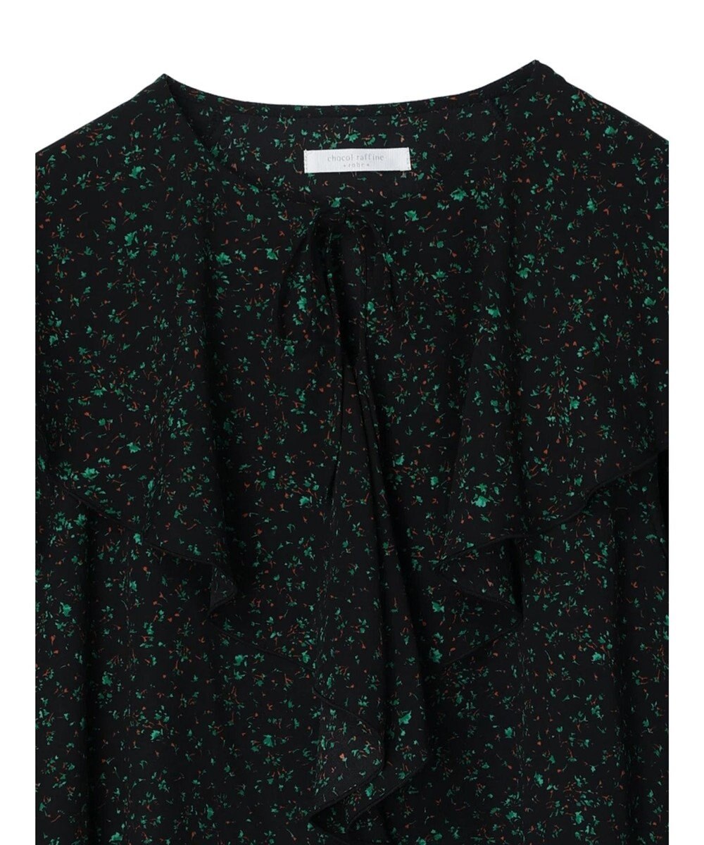 Green Parks 柄アソートラッフル衿ブラウス 