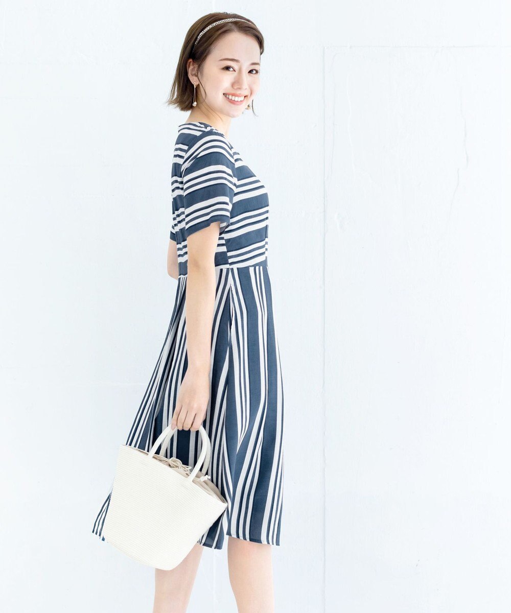 Tiaclasse 【洗える】 1枚でサマになるマルチボーダーワンピース 