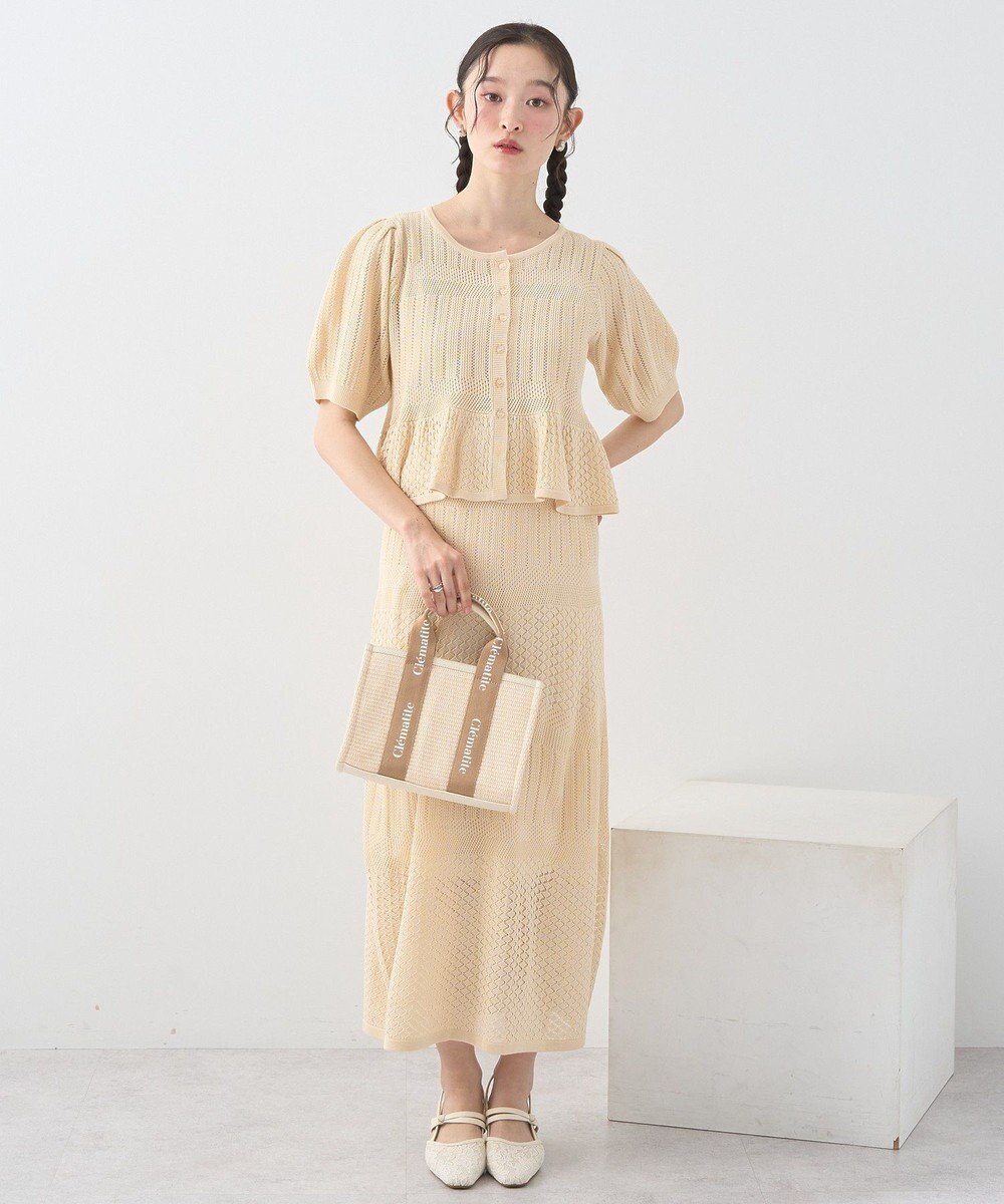 earth music&ecology ＳＥＴ２点レース編みペプラムカーデ＋スカート 