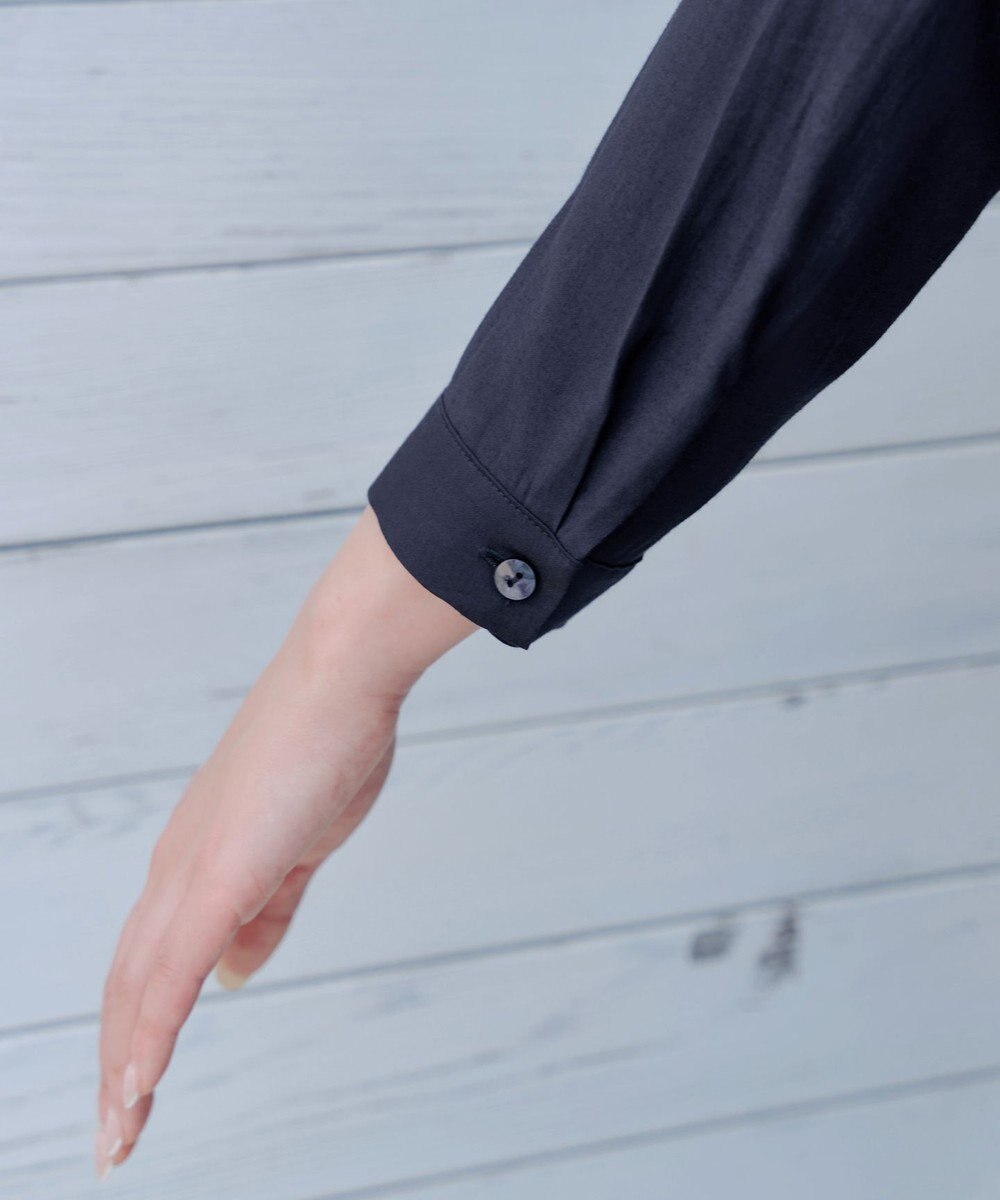 Tiaclasse L 【洗える】ノーカラーシアーシャツ 