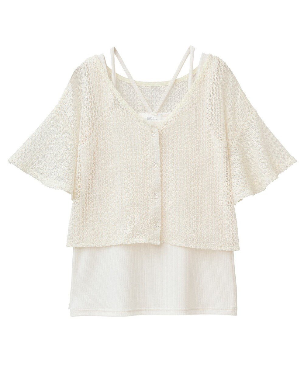 earth music&ecology ＳＥＴ２点レースカーディガン＋レイヤードインナー 