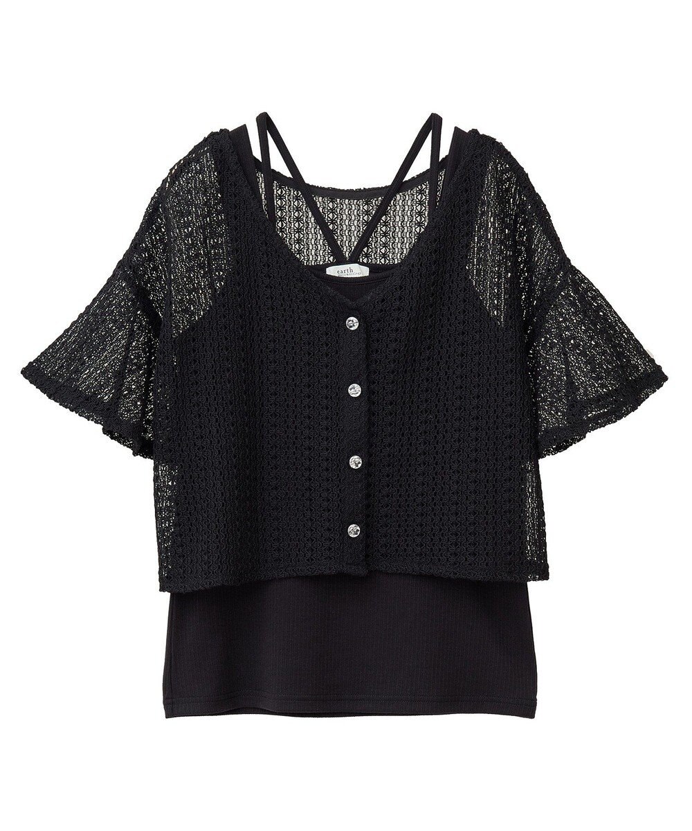earth music&ecology ＳＥＴ２点レースカーディガン＋レイヤードインナー 