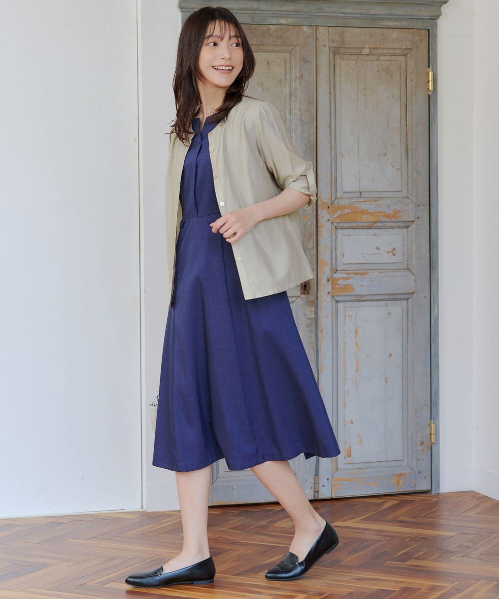 Tiaclasse L 【洗える】ノーカラーシアーシャツ 