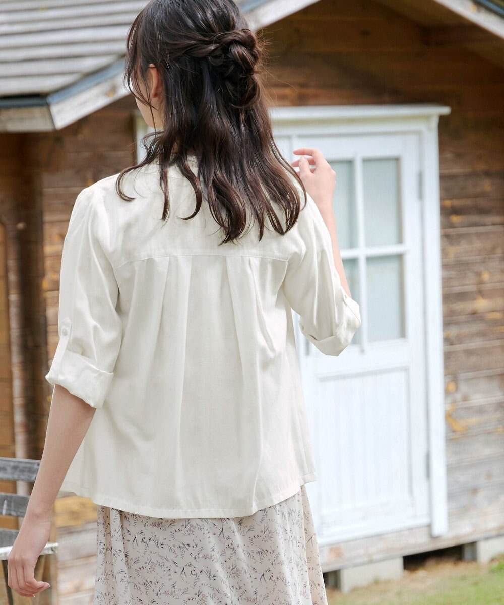 Tiaclasse L 【洗える】ノーカラーシアーシャツ 