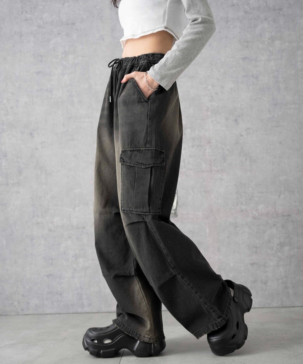 WEGO デニムパラシュートカーゴパンツ 