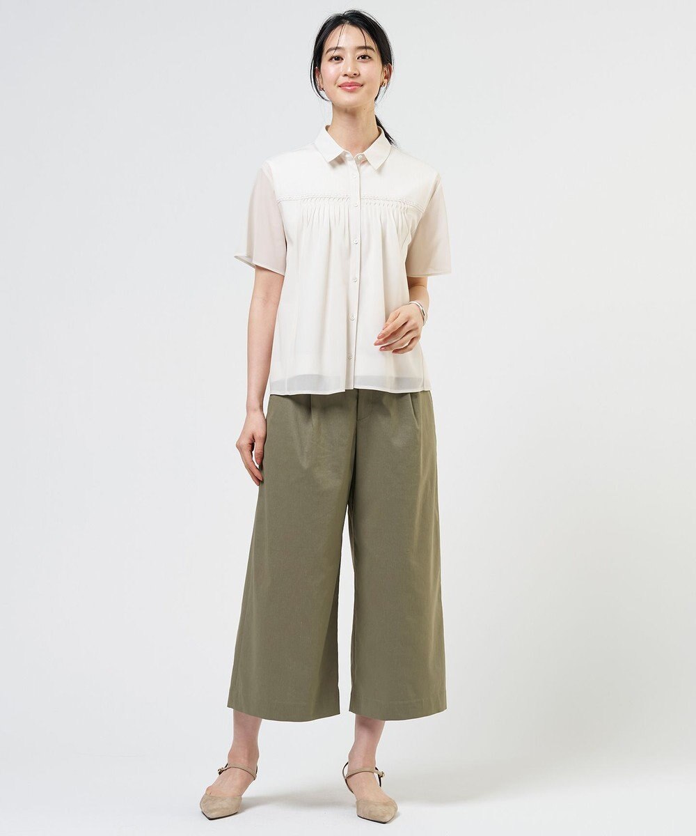 J.PRESS LADIES 【人気素材】セルロースリネンストレッチ クロップド パンツ 