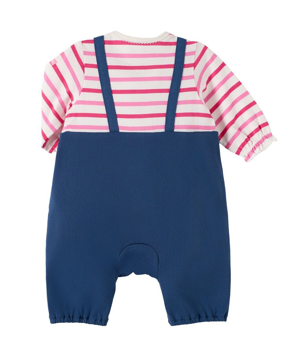 MIKI HOUSE HOT BISCUITS 【70-80cm】オーバーオール重ね着風 7分丈カバーオール 