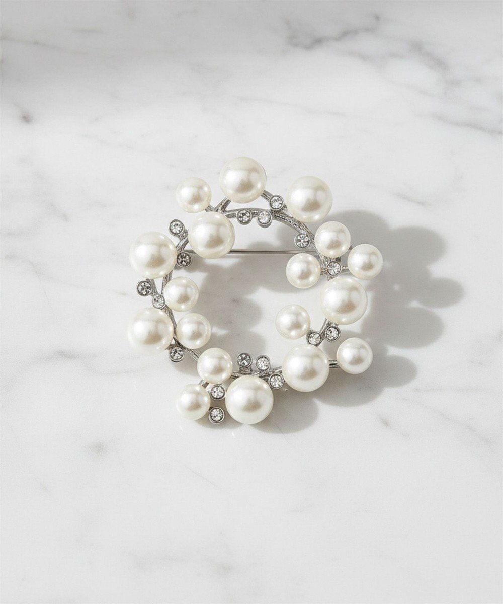 ANY SIS サークルパール調 ブローチ 