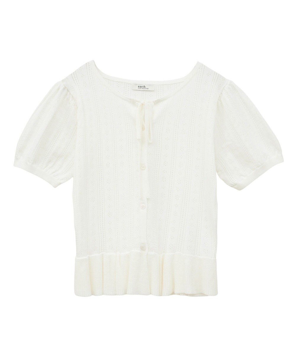 earth music&ecology ナローリボンペプラムニットカーディガン 