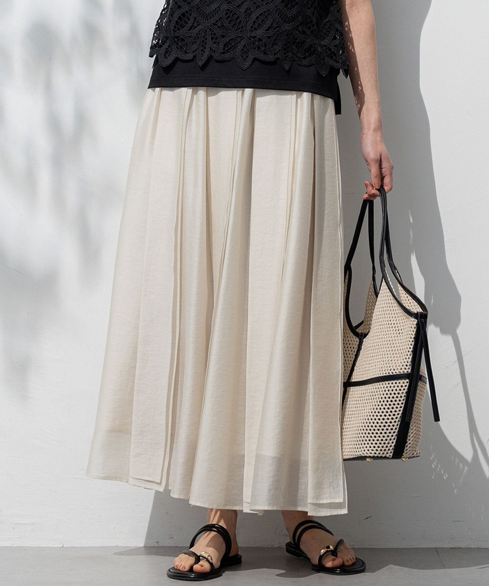 23区 【洗える】ソフトオーガンジー タック スカート 