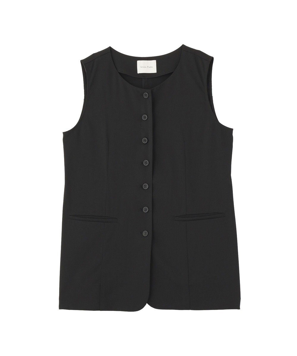 Green Parks クルーネック多釦ジレ 
