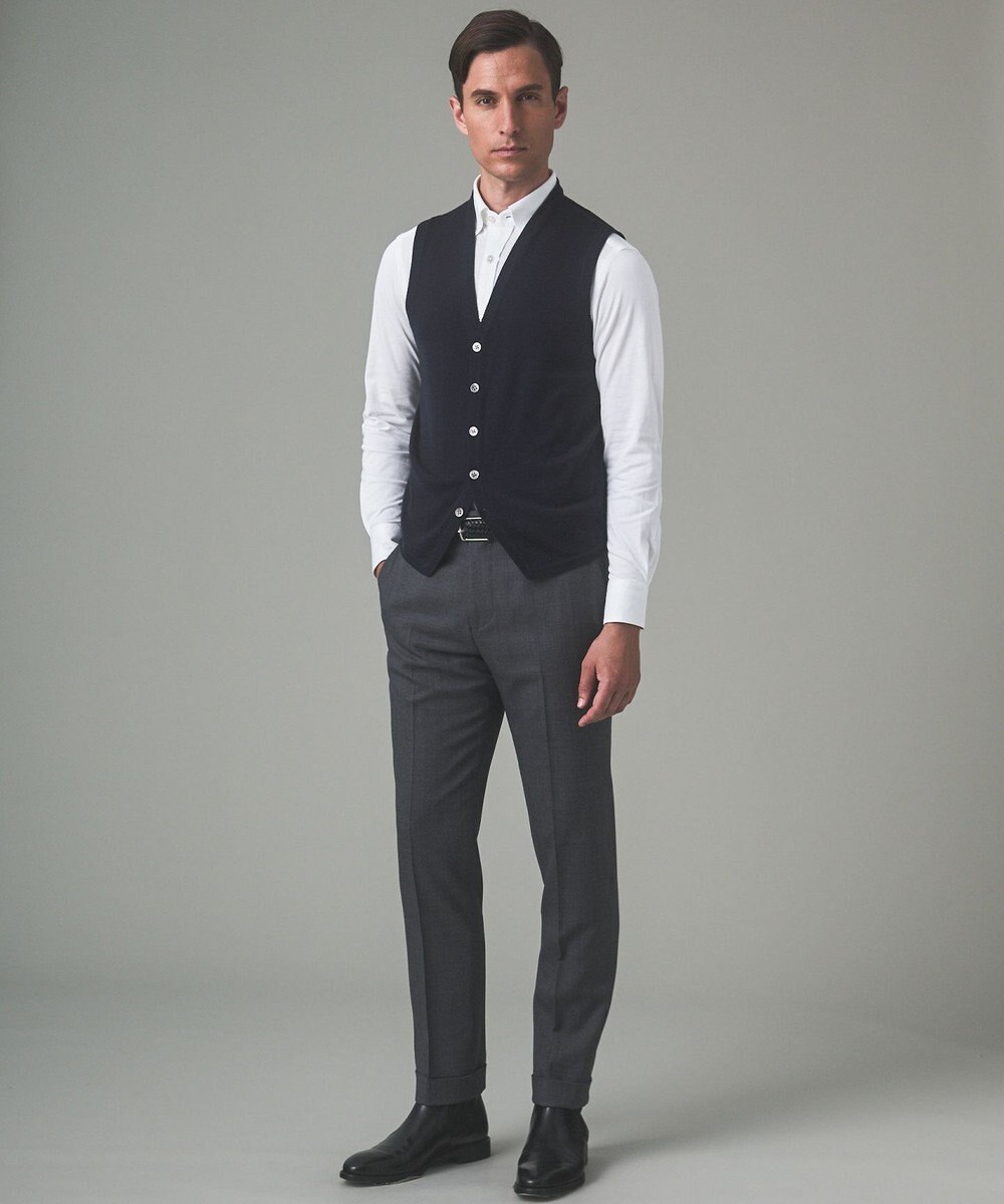 GOTAIRIKU 体温調整に【洗える/チクチクしにくい/ピリングしにくい】イタリア糸 ハイゲージ ベスト_WOOL100% 