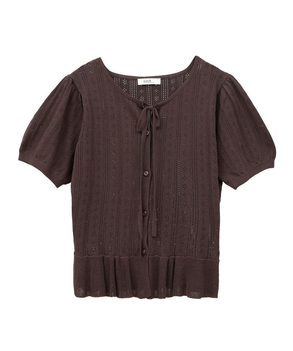 earth music&ecology ナローリボンペプラムニットカーディガン 