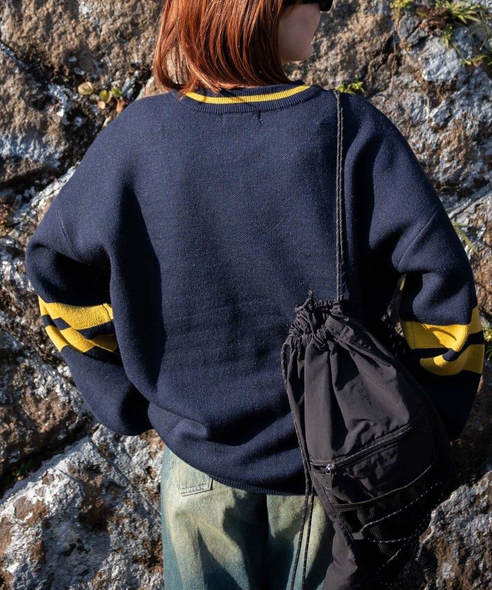 WEGO ナンバリングジャガードVネックニット 