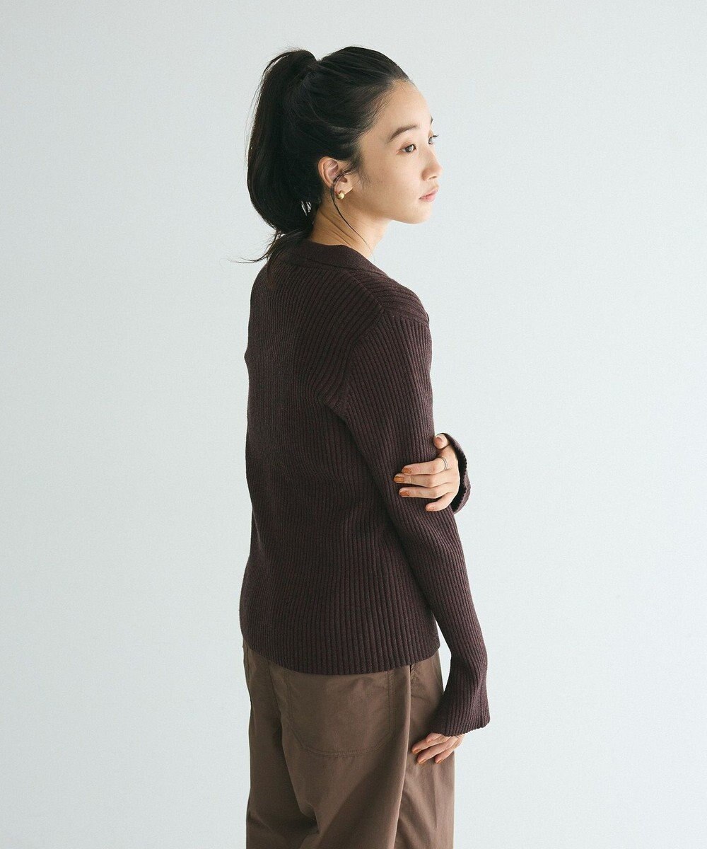 CRAFT STANDARD BOUTIQUE 襟付きニットコンパクトカーディガン 