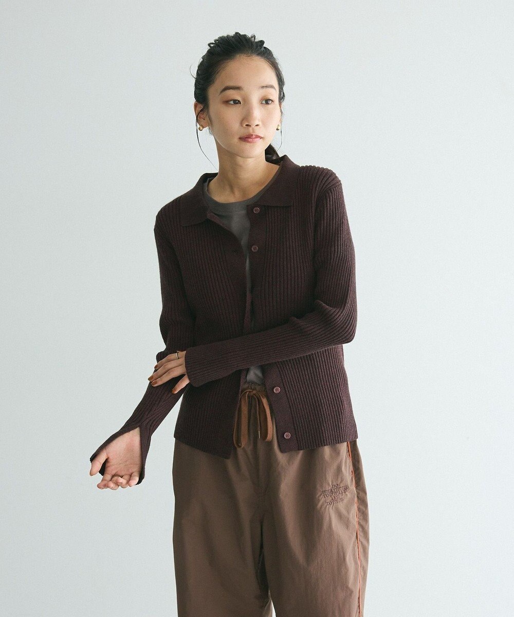 CRAFT STANDARD BOUTIQUE 襟付きニットコンパクトカーディガン 