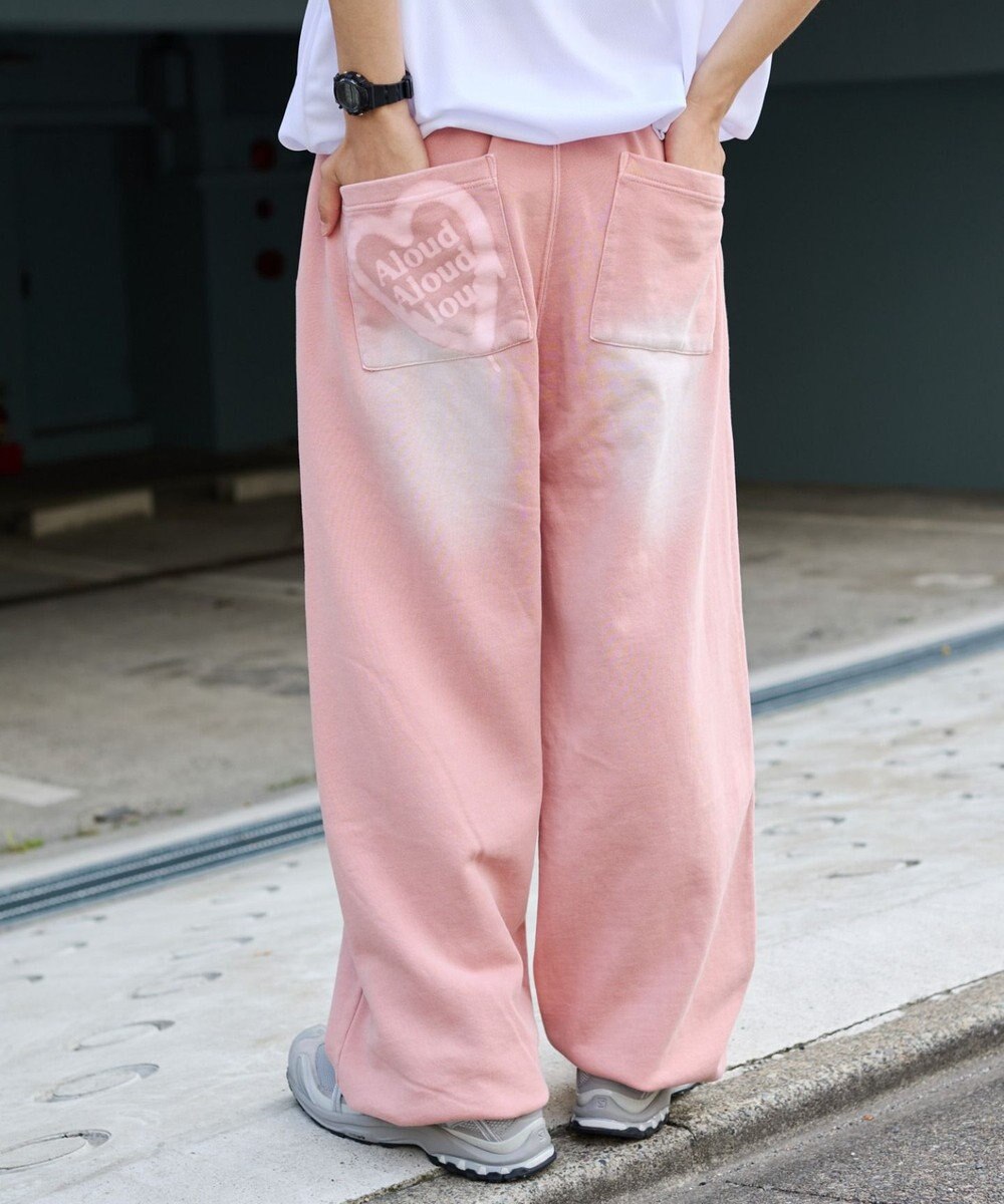 WEGO 【ウエストゴム/らくらくパンツ】アシッドウォッシュグラフィックスウェットパンツ 