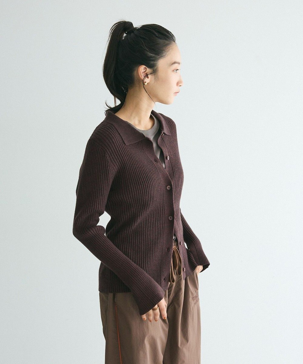 CRAFT STANDARD BOUTIQUE 襟付きニットコンパクトカーディガン 