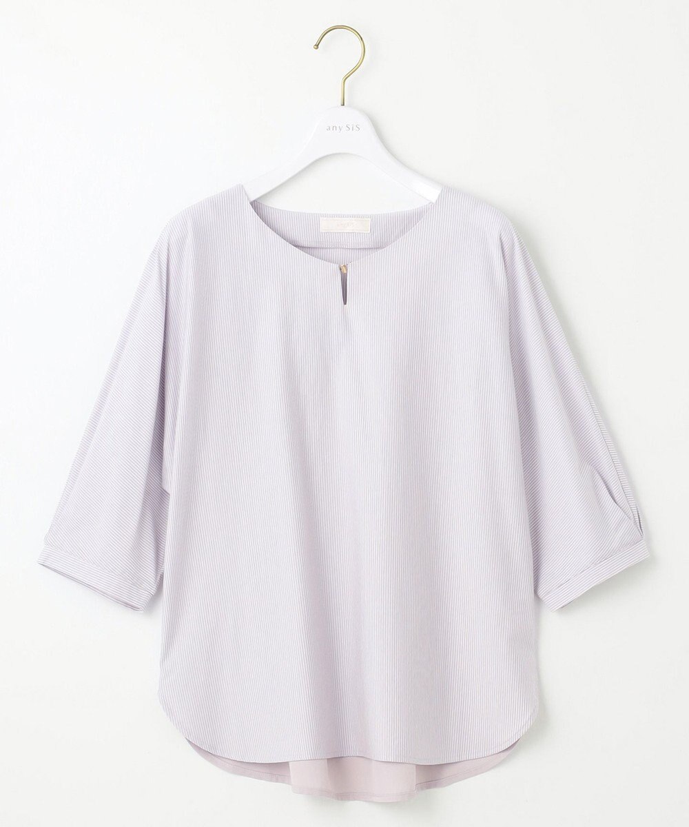ANY SIS S 【洗える】シルケットストライプドルマン カットソー 