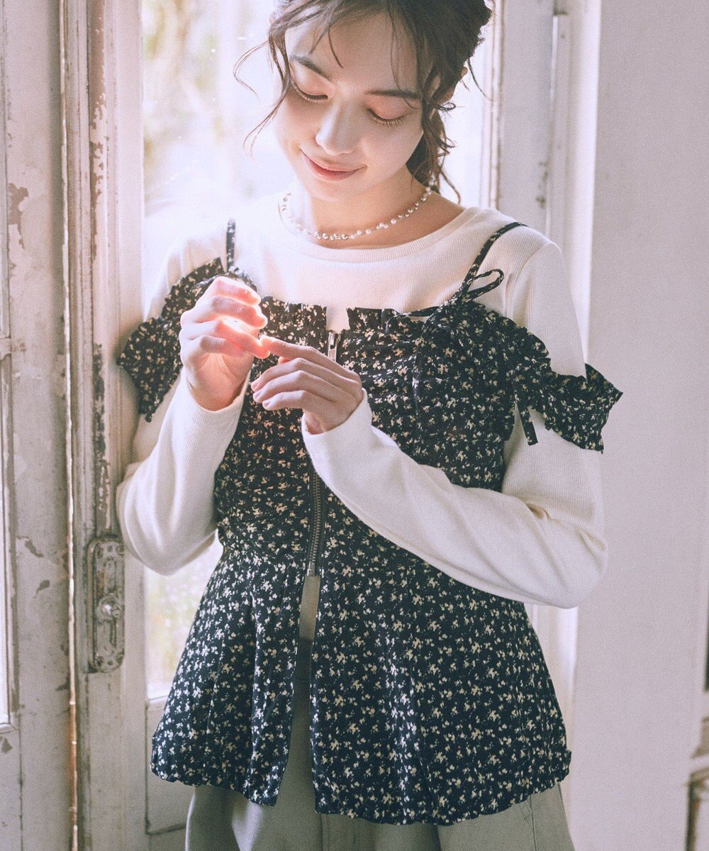 earth music&ecology フラワーペプラムビスチェ 