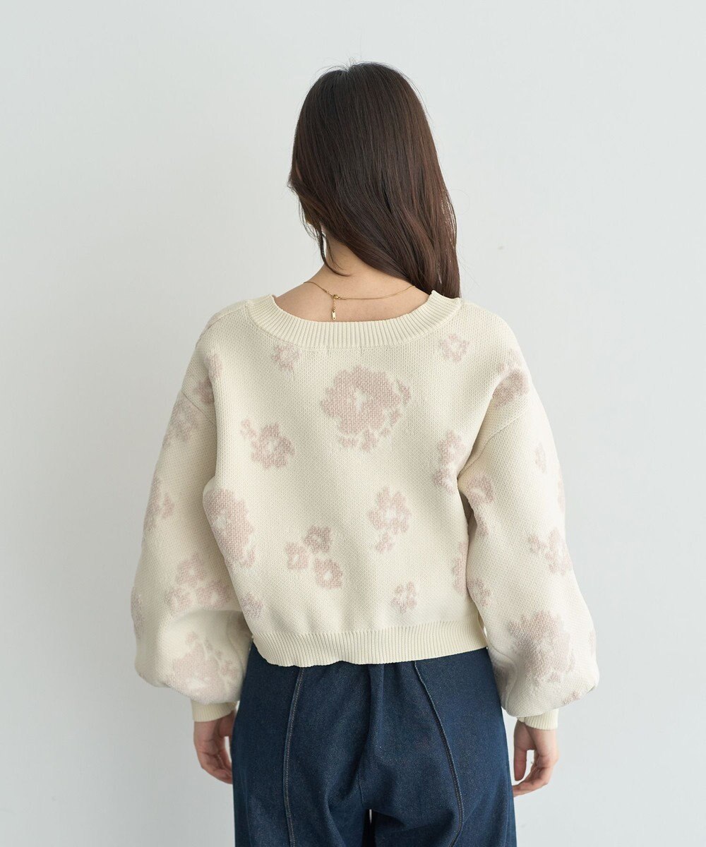 earth music&ecology SET2点フラワージャガードカーデ+ビスチェ 