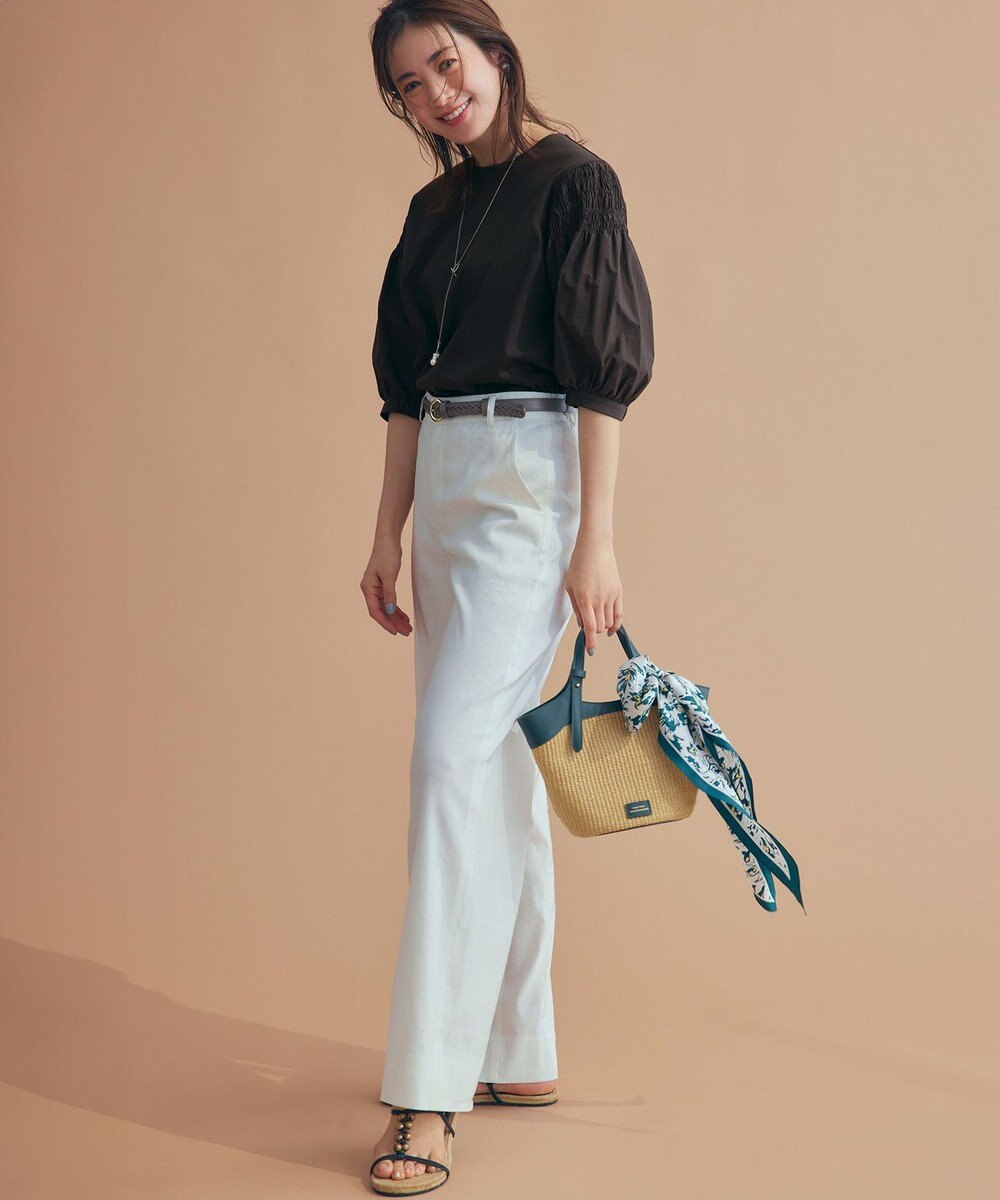 23区 【Oggi5月号掲載/洗える】リネンレーヨンストレッチ ワイド パンツ 