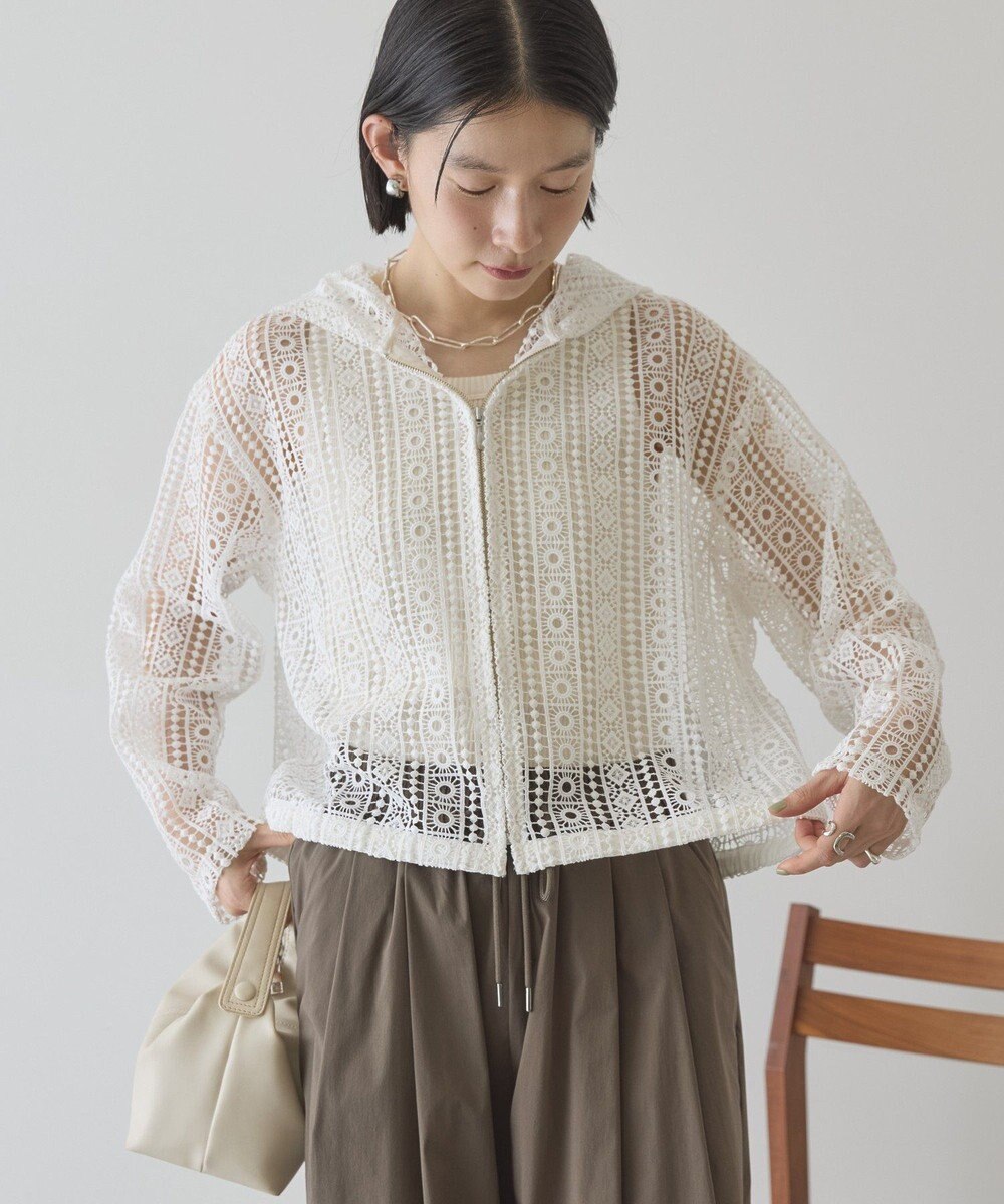 AMERICAN HOLIC 【先行予約】幾何学レースフードシャツ 