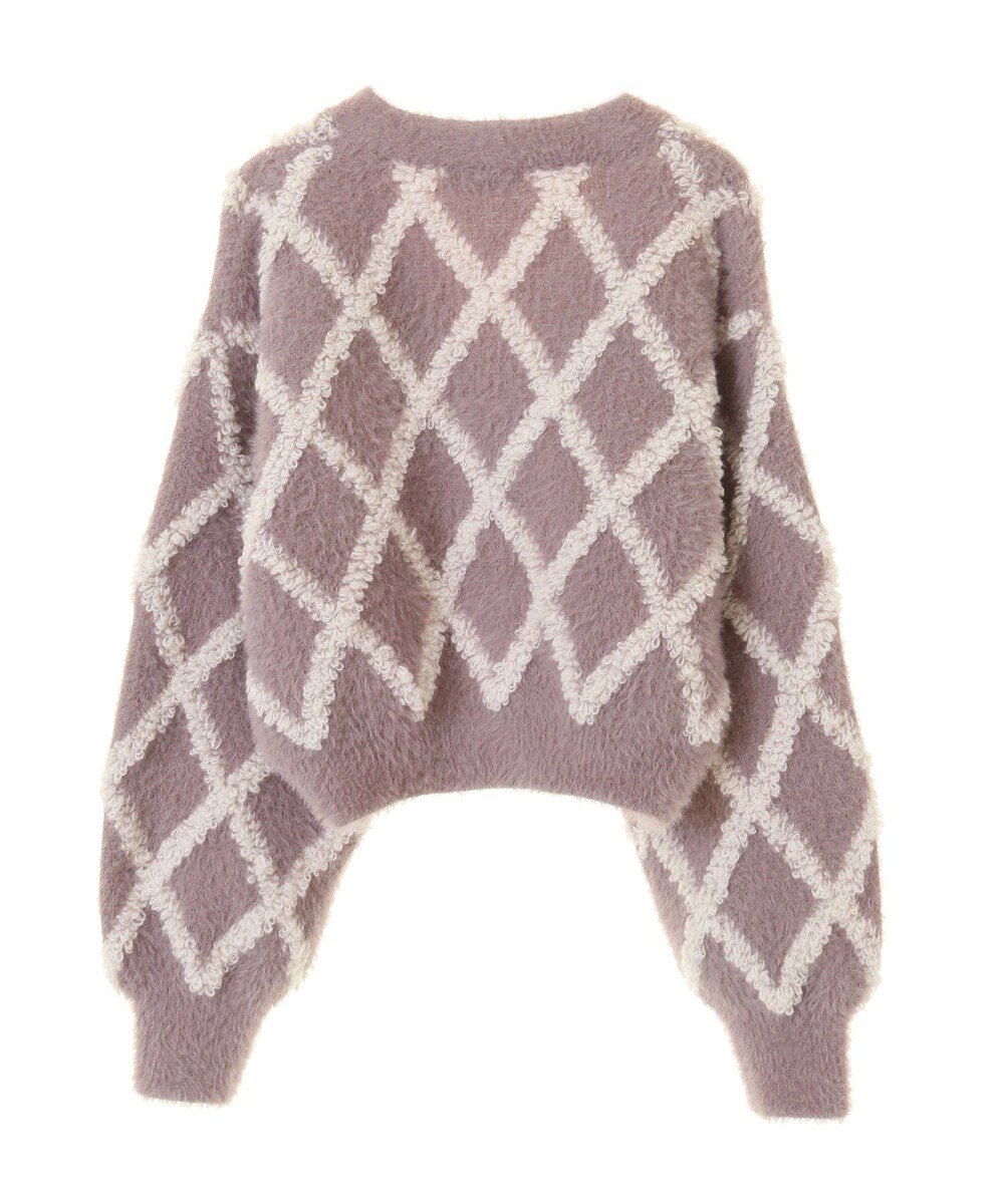 earth music&ecology シャギーダイヤ柄ショートニットカーディガン 