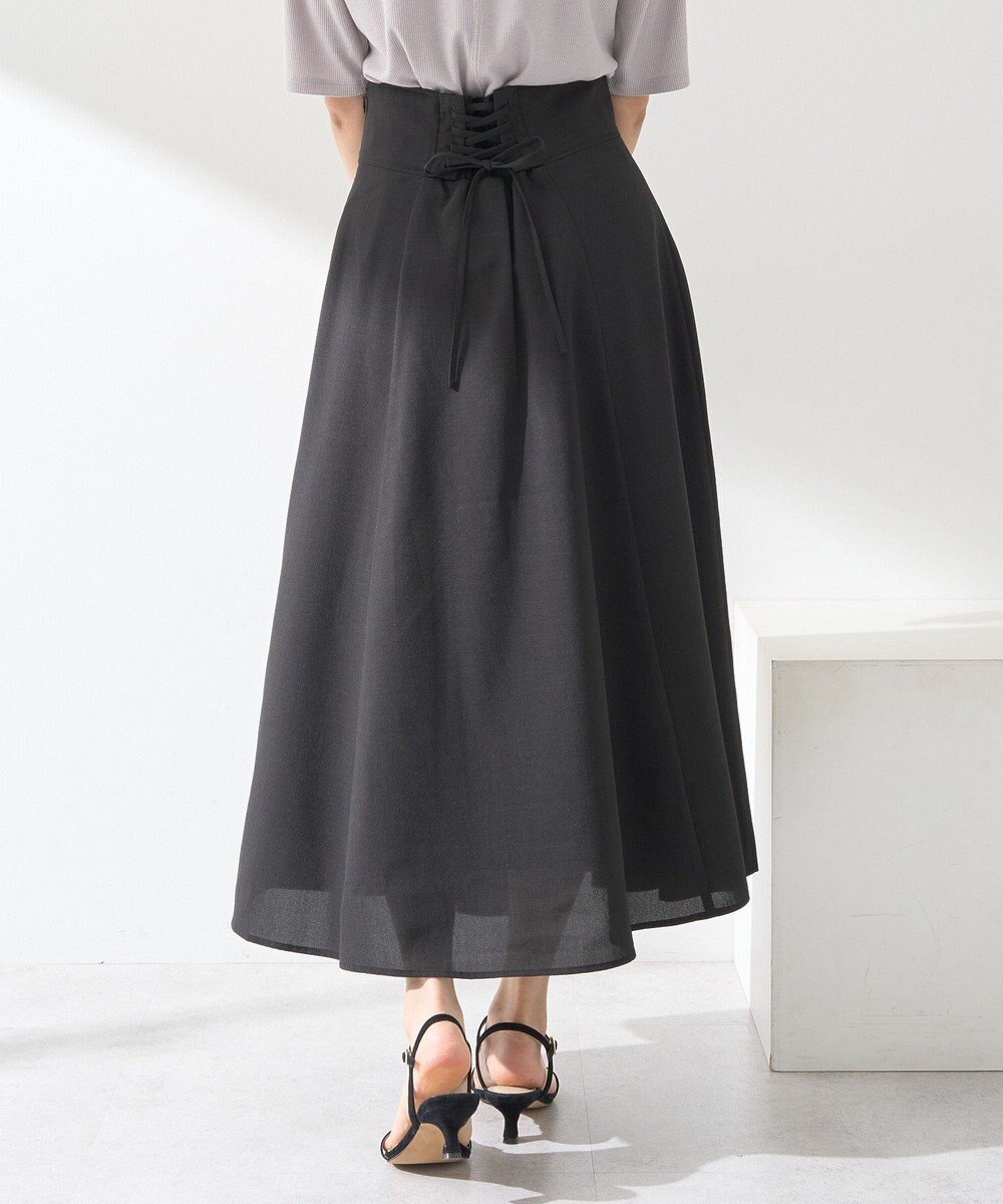 earth music&ecology シアーバックレースアップフレアスカート 