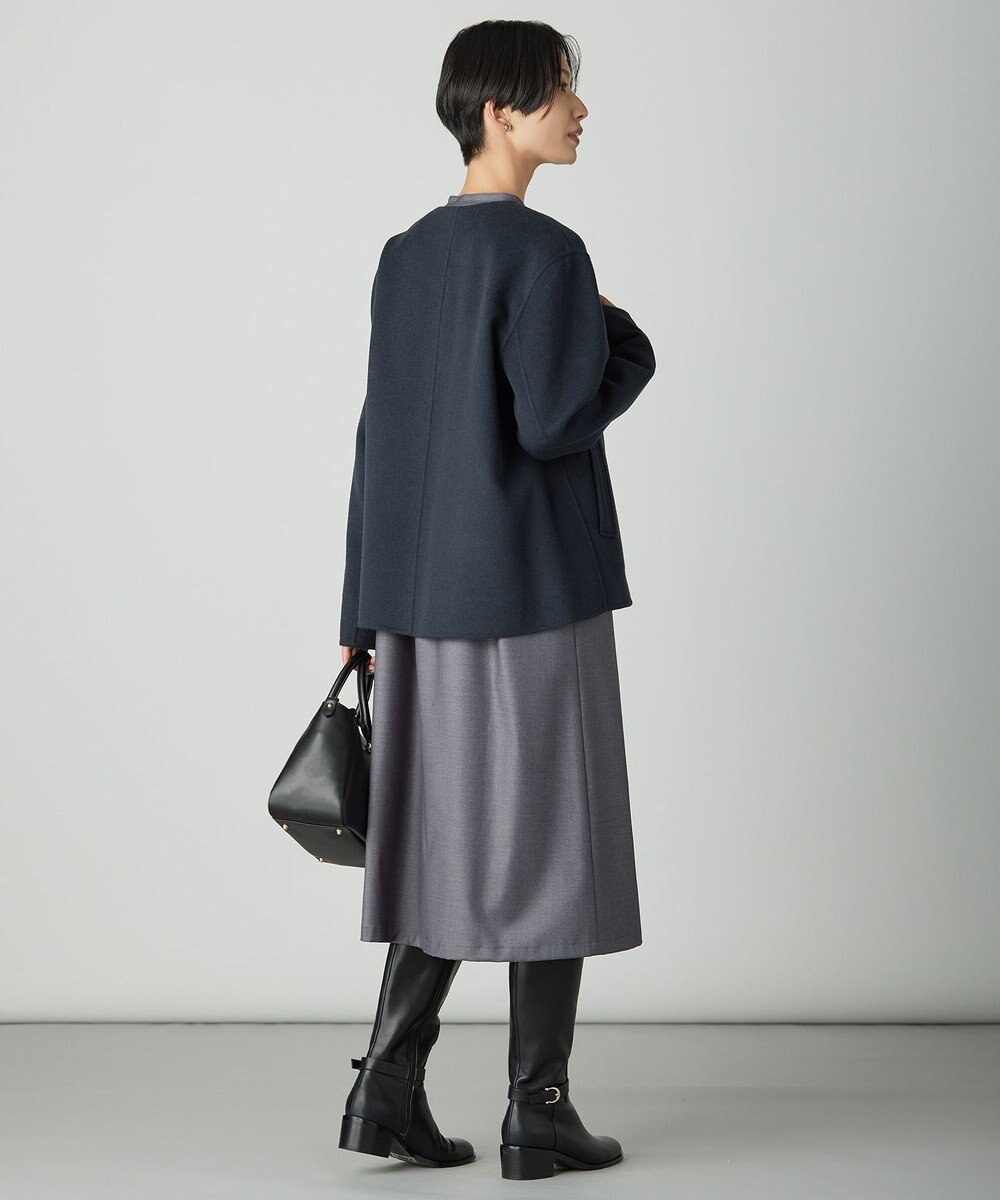 J.PRESS LADIES L ウールナイロンリバー ノーカラー コート 