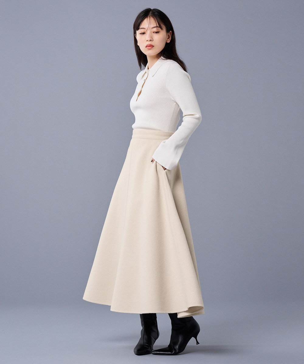 uncrave 【洗濯機洗い可】リブ フレアスリーブポロニット（uncrave STANDARD） 